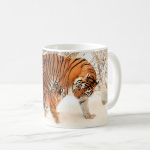 Tiger with Tiger Cub in Winter Coffee Mug