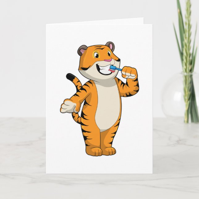 Tiger with Toothbrush Card (Front)