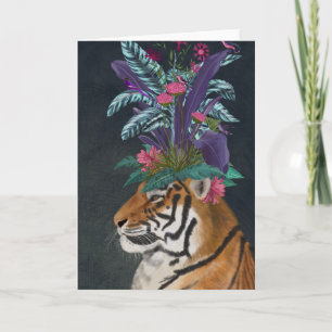 Tiger with Tropical Headpiece Card