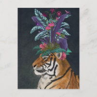 Tiger with Tropical Headpiece