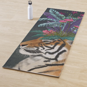 Tiger with Tropical Headpiece Yoga Mat