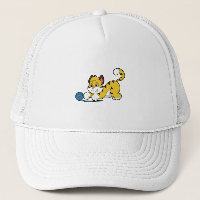 Tiger with Woll yarn ball Trucker Hat (Front)