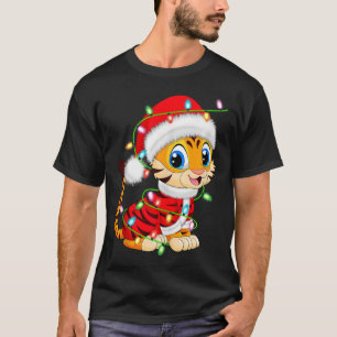 Tiger Xmas Lighting Santa Costume Tiger Christmas  T-Shirt