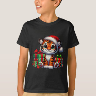 Tiger Xmas Lighting Santa Hat Tiger Christmas  T-Shirt