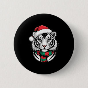 Tiger Xmas Santa Hat F Christmas Costume 6 Cm Round Badge