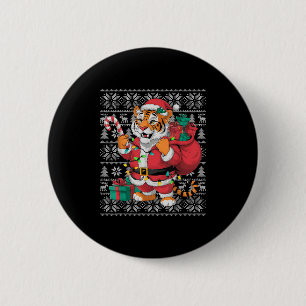 Tiger Xmas Sweater Style Ugly Santa Bengal Tiger C 6 Cm Round Badge