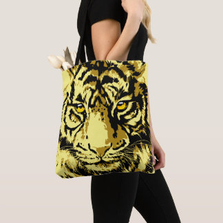 Tiger Yellow | Colourful Tiger Beige Tote Bag