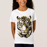 Tiger Yellow - Colourful Tiger Face T-Shirt