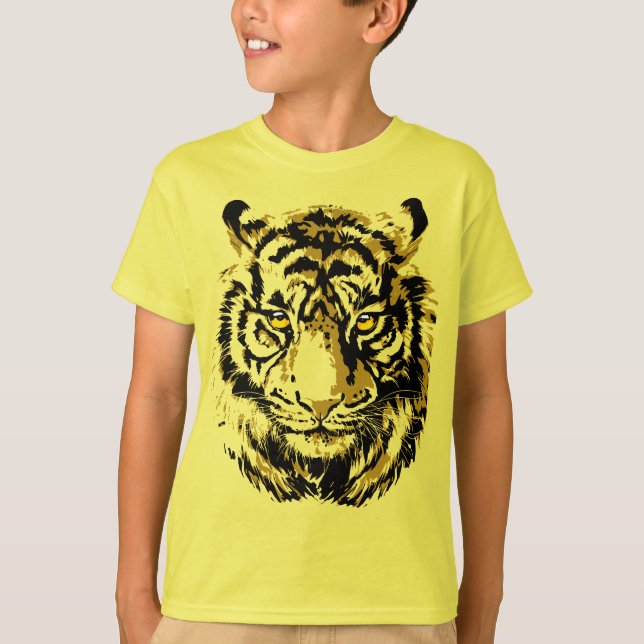 Tiger Yellow | Colourful Tiger Face  T-Shirt (Front)