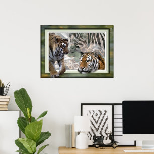 Tiger, Zebra, Giraffe, Lovers Gifts Poster