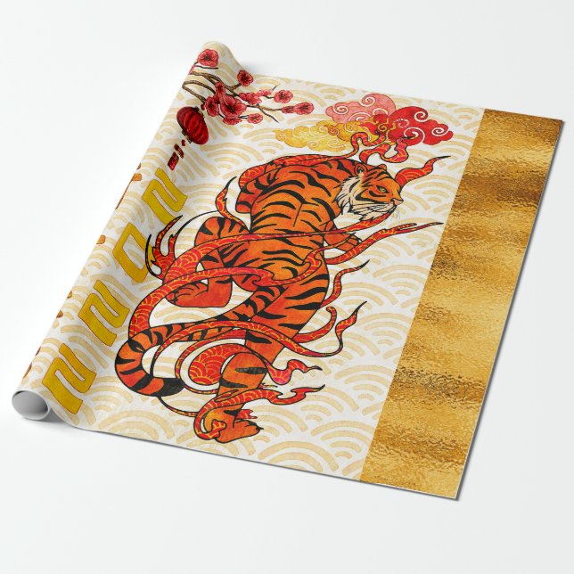 Tiger Zodiac, 2022 Chinese New Year Wrapping Paper (Unrolled)