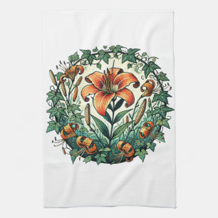Tigerlily Illustration Tiger lilies summer lily Tea Towel