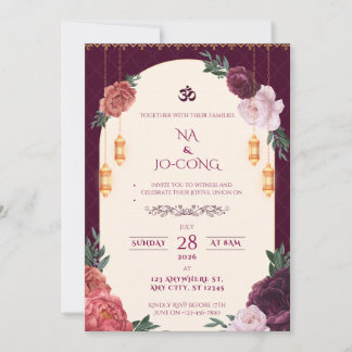 TigerNa Crimson Floral Wedding Invitation