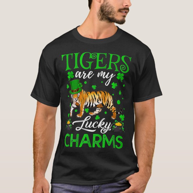 Tigers Are My Lucky Charms Tiger St Patricks Day T-Shirt (Front)