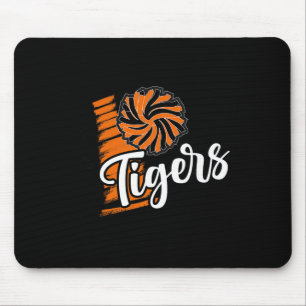 Tigers Cheer Orange Black Cheerleading School Spir Mouse Pad