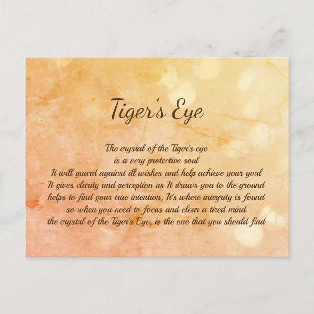 Tiger's Eye Crystal Healing design Postcard (Front)