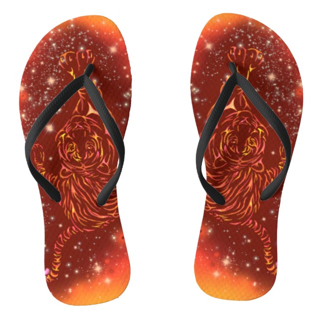 Tigers Flip Flops Running In Galaxy Starry Night (Footbed)