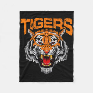 Tigers Football School Sports Distressed Game Day  Fleece Blanket