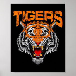 Tigers Football School Sports Distressed Game Day Poster