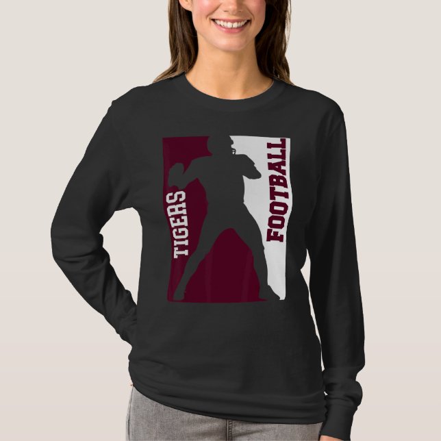 Tigers Football Silhouette Tackle Maroon White Lov T-Shirt (Front)