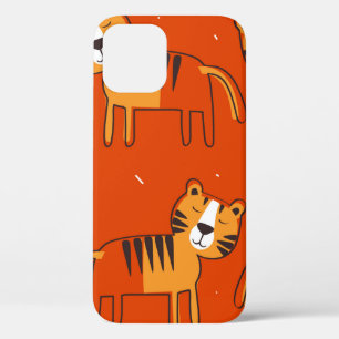 Tigers, hand drawn backdrop. Colourful seamless pa iPhone 12 Case