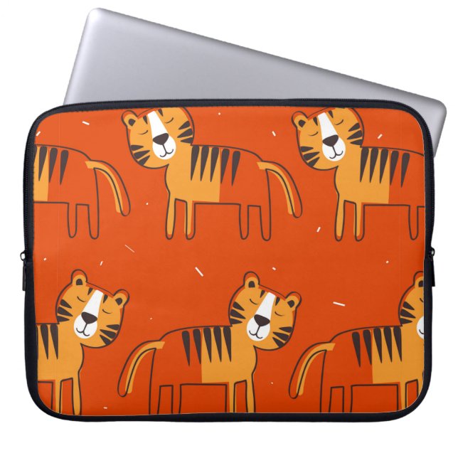 Tigers, hand drawn backdrop. Colourful seamless pa Laptop Sleeve (Front)