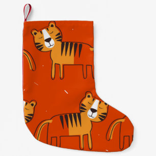 Tigers, hand drawn backdrop. Colourful seamless pa Small Christmas Stocking