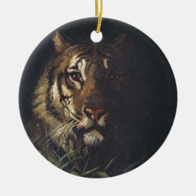 Tiger's Head (by Abott Handerson Thayer) Ceramic Tree Decoration (Front)
