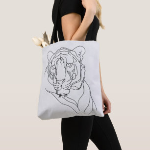 Tiger's Head Line Art Tote Bag