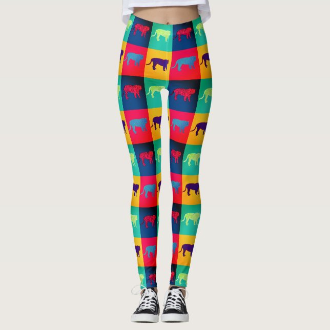 Tigers in pop art style  leggings (Front)