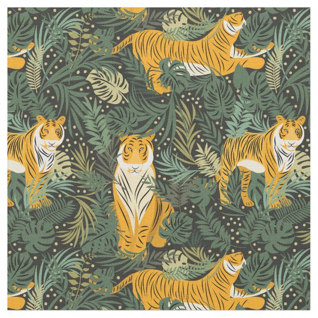 Tigers in the Forest Fabric (Close Up)