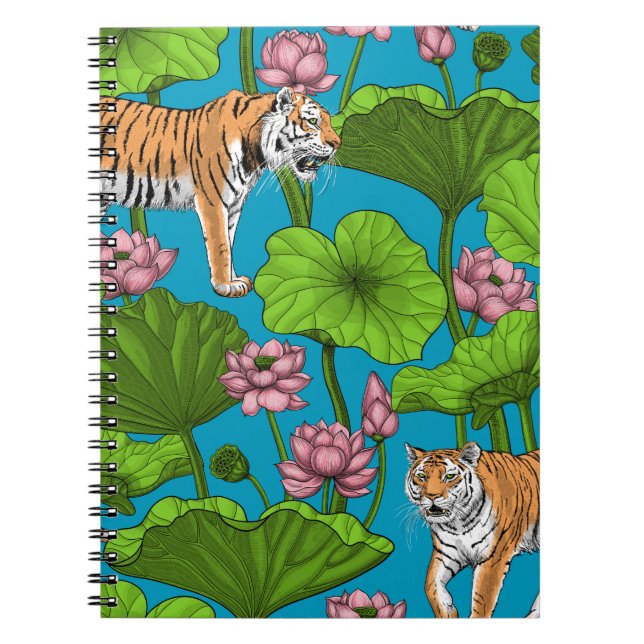 Tigers in the pink lotus pond notebook (Front)