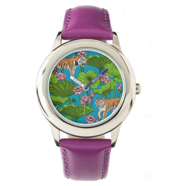 Tigers in the pink lotus pond watch (Front)