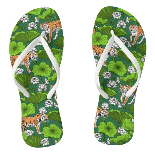 Tigers in the white lotus pond jandals (Footbed)