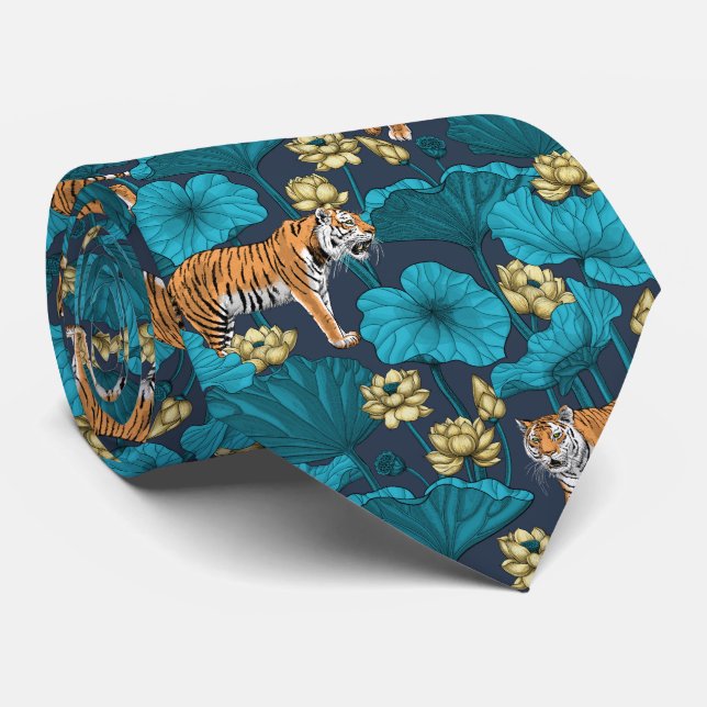 Tigers in the yellow lotus pond tie (Rolled)