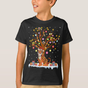 Tigers Lighting Xmas Tree Gift Tiger Christmas Tre T-Shirt