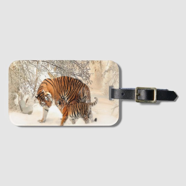tigers on snow luggage tag (Front Horizontal)