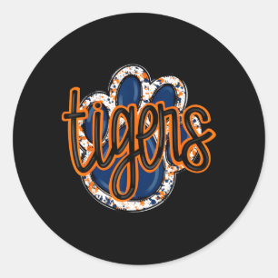 Tigers Paw Print Spirit Team Mascot Animal Pride Classic Round Sticker