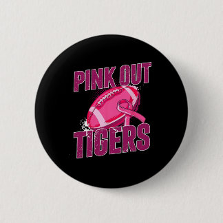 Tigers Pink Out Footll Tackle Breast Cancer 6 Cm Round Badge