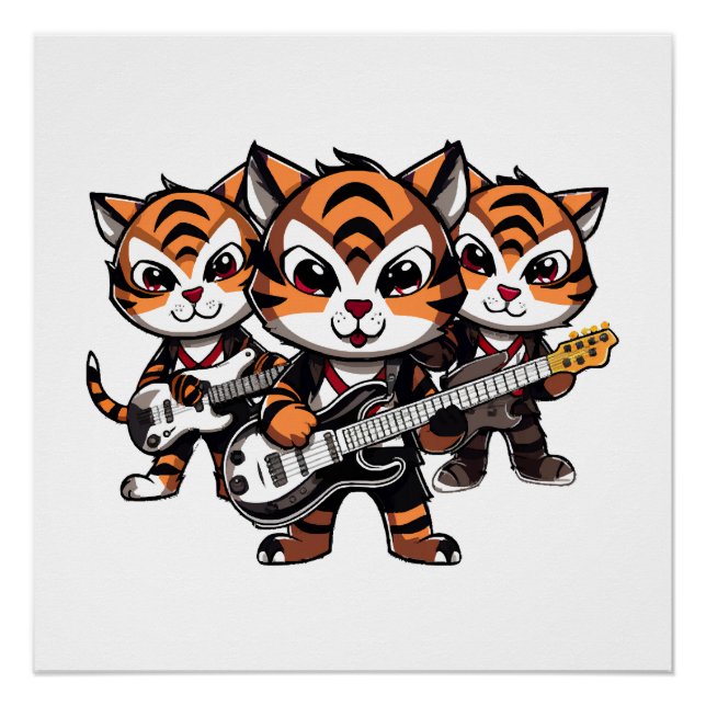 Tigers Playing Band Poster (Front)