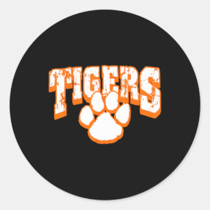 Tigers School Spirit Mascot Back To School Orange Classic Round Sticker
