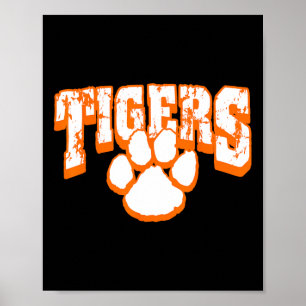 Tigers School Spirit Mascot Back To School Orange  Poster