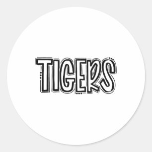 Tigers Swash School Spirit Orange Black Footll Spo Classic Round Sticker