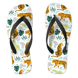 Tigers & Tropical Leaves Pattern Jandals