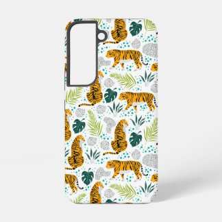 Tigers & Tropical Leaves Pattern Samsung Galaxy Case