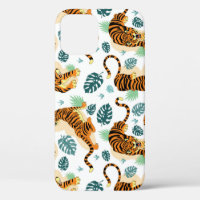 Tigers Tropical Leaves: Vintage Illustration.