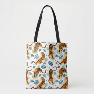 Tigers Tropical Leaves: Vintage Illustration. Tote Bag