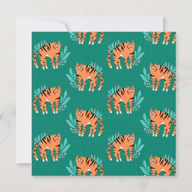 Tigers with flowers invitation (Front)