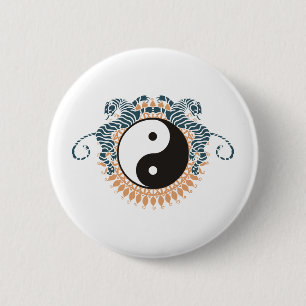 Tigers & Yin Yang 6 Cm Round Badge