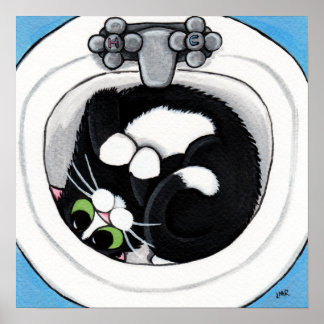 Tight Fit (v2) in Blue | Cat Art Poster